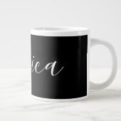 Jouw naam | Elegant wit script op zwart Extra Grote Beker (Rechts)