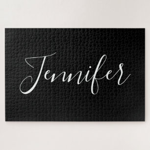 Jouw naam Elegant wit script op zwart Legpuzzel