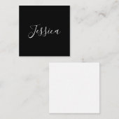 Jouw naam | Elegant wit script op zwart Notitiekaartje (Voorkant / Achterkant)