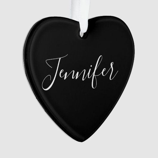 Jouw naam | Elegant wit script op zwart Ornament (voorkant)