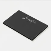 Jouw naam | Elegant wit script op zwart Post-it® Notes (Schuin)