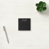 Jouw naam | Elegant wit script op zwart Post-it® Notes (Kantoor)