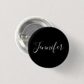 Jouw naam | Elegant wit script op zwart Ronde Button 3,2 Cm (Voorkant /achterkant)