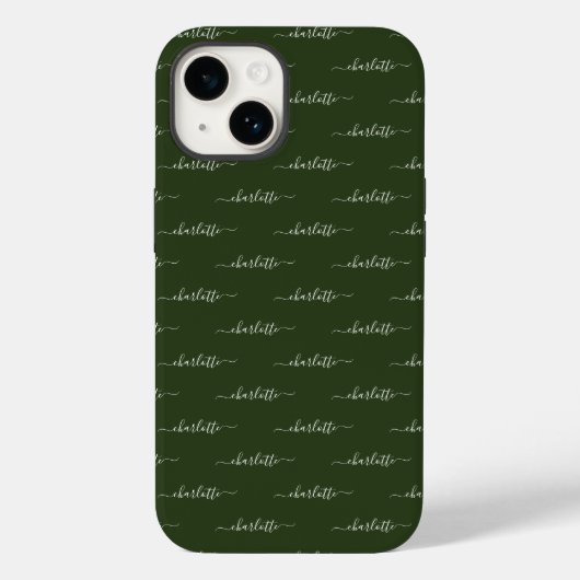 Jouw naam, elegante scripttekst, donkergroen Case-Mate iPhone case (Achterkant)