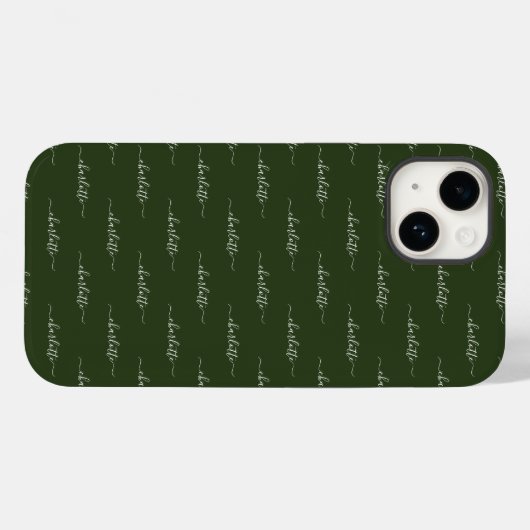 Jouw naam, elegante scripttekst, donkergroen Case-Mate iPhone case (Achterkant (horizontaal))