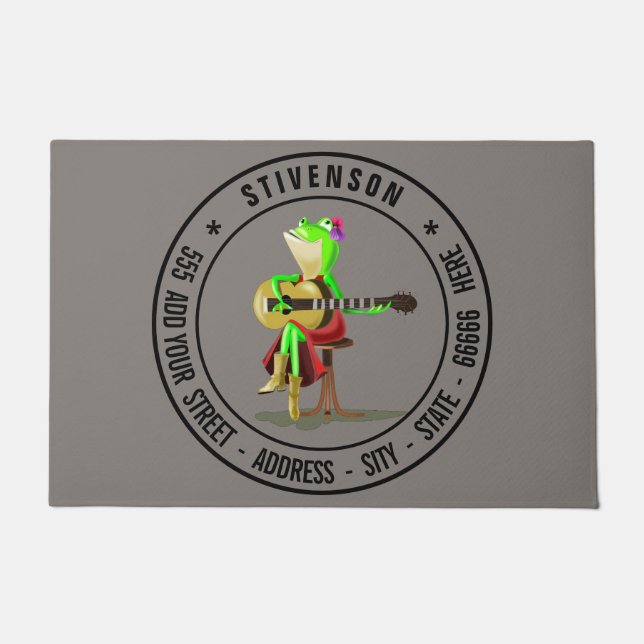 Jouw naam en adres of aangepaste tekst - gitaarkik deurmat (Voorkant)