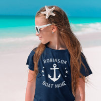 Jouw naam en Boat  Anchor Stars Navy & White