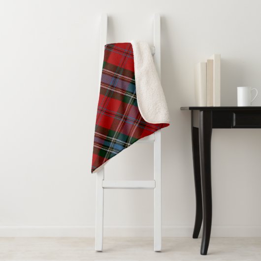 Jouw naam en datum MacLean Scottish Clan Tartan Sherpa Deken (In situ)