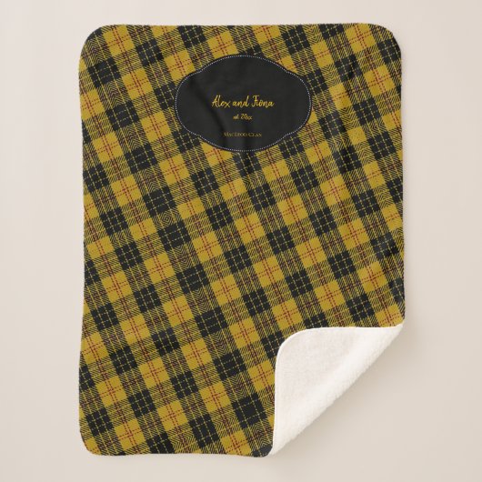 Jouw naam en datum MacLeod Scottish Clan Tartan Sherpa Deken (Voorkant)