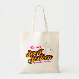 Jouw naam en datum van kleurrijke sixteen tote bag