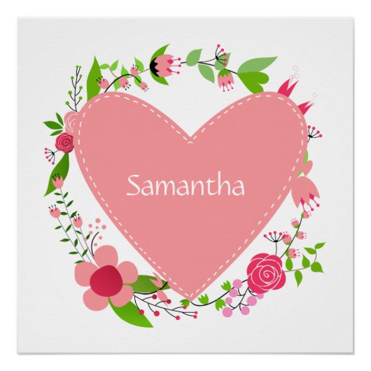 Jouw naam(en) in een poster voor het hart perfect poster (Voorkant)