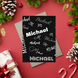 Jouw naam en monogram aangepast patroonzwart acryl uitnodigingen