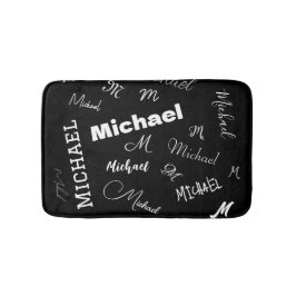 Jouw naam en monogram aangepast patroonzwart badmat