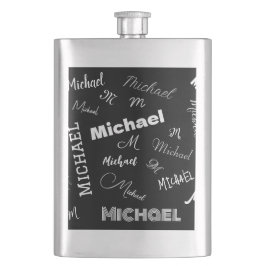 Jouw naam en monogram aangepast patroonzwart flacon