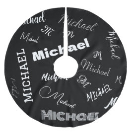 Jouw naam en monogram aangepast patroonzwart kerstboom rok