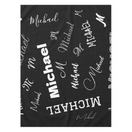Jouw naam en monogram aangepast patroonzwart tafelkleed