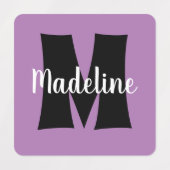 Jouw naam en Monogram Elke kleur Achtergrond Labels (Design 2)