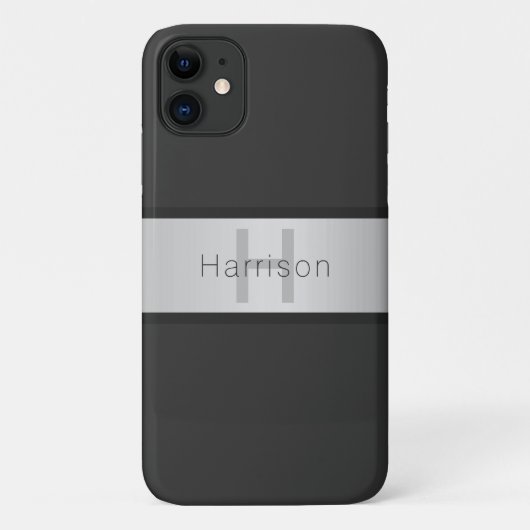 Jouw naam en monogram | Grays & Faux Silver-look Case-Mate iPhone Case (Achterkant)