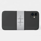 Jouw naam en monogram | Grays & Faux Silver-look Case-Mate iPhone Case (Achterkant (horizontaal))