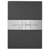 Jouw naam en monogram | Grays & Faux Silver-look Klembord (Achterkant)