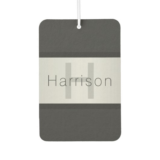 Jouw naam en monogram | Grays & Faux Silver-look Luchtverfrisser (Voorkant)