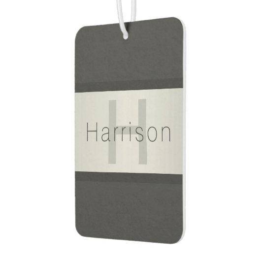 Jouw naam en monogram | Grays & Faux Silver-look Luchtverfrisser (Links)