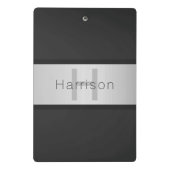 Jouw naam en monogram | Grays & Faux Silver-look Mini Klembord (Achterkant)