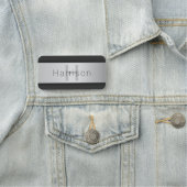 Jouw naam en monogram | Grays & Faux Silver-look Naamplaatje (In situ)