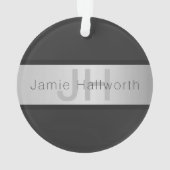 Jouw naam en monogram | Grays & Faux Silver-look Ornament (achterkant)