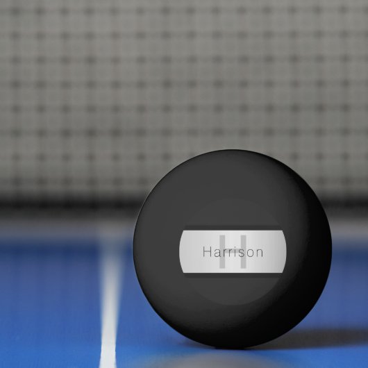 Jouw naam en monogram | Grays & Faux Silver-look Pingpongballen (Net)