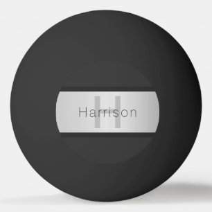 Jouw naam en monogram Grays & Faux Silver-look Pingpongballen