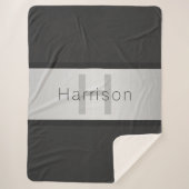 Jouw naam en monogram | Grays & Faux Silver-look Sherpa Deken (Voorkant)