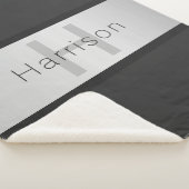 Jouw naam en monogram | Grays & Faux Silver-look Sherpa Deken (3/4)