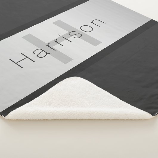 Jouw naam en monogram | Grays & Faux Silver-look Sherpa Deken (3/4)