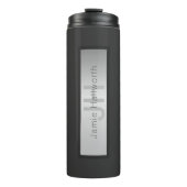 Jouw naam en monogram | Grays & Faux Silver-look Thermosbeker (Voorkant)