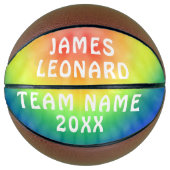 Jouw naam en Team Tie Dye Persoonlijk Basketball Basketbal (Voorkant)