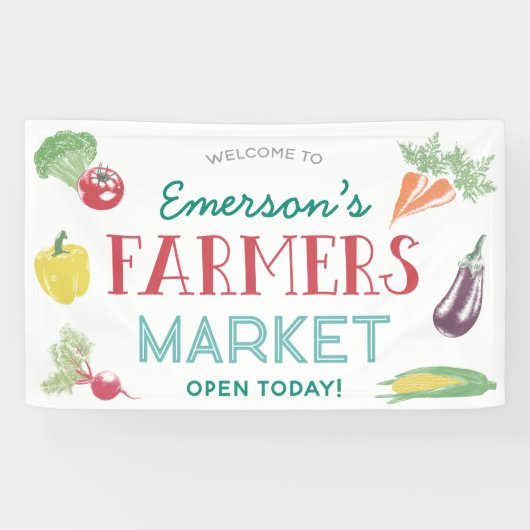 Jouw naam Farmers Market Birthday Party, elke leef Spandoek (Horizontaal)