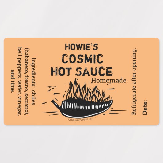 Jouw naam Flaming Chili Pepper Zelfgemaakte Hot Sa Labels (Design 2)