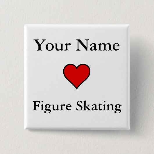 (Jouw naam) Hartenfiguur Skating Vierkante Button 5,1 Cm (Voorkant)