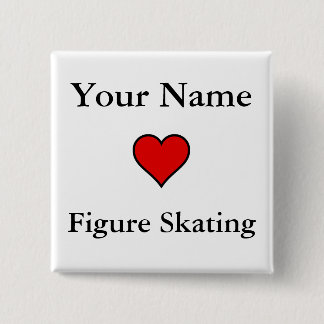 (Jouw naam) Hartenfiguur Skating Vierkante Button 5,1 Cm
