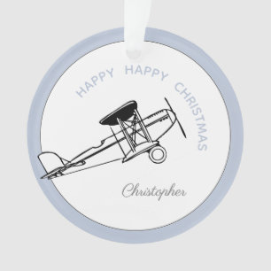 jouw naam here Boy Airplane kerstversiering Ornament