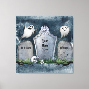 jouw naam here Spooky Creepy Halloween Canvas Afdruk