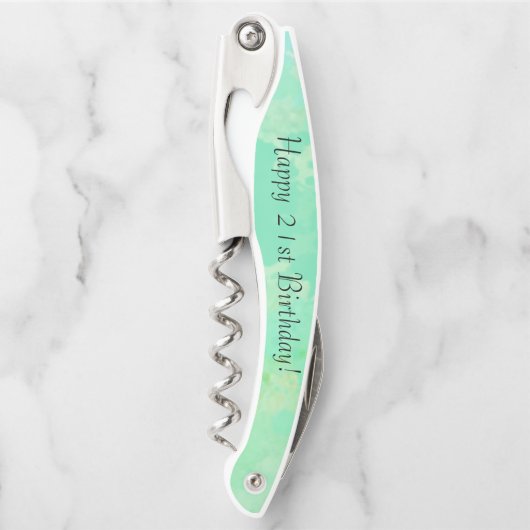 Jouw naam hier 21ste verjaardag kurkentrekker (Voorkant)