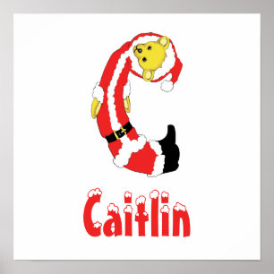 Jouw naam hier! Aangepaste letter C Teddy Bear San Poster