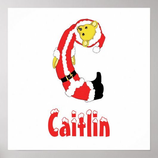 Jouw naam hier! Aangepaste letter C Teddy Bear San Poster (Voorkant)