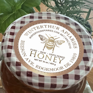 Jouw naam hier bewerkbare gouden honing pot bee la ronde sticker