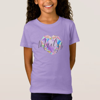   Jouw naam hier Cute Pastel Regenboog Hart Diaman T-shirt