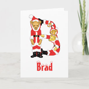Jouw naam hier! De Teddybeer Santas van de Brief B Feestdagen Kaart