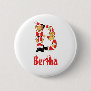 Jouw naam hier! De Teddybeer Santas van de Brief B Ronde Button 5,7 Cm