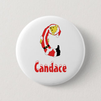 Jouw naam hier! De Teddybeer Santas van de Brief C Ronde Button 5,7 Cm